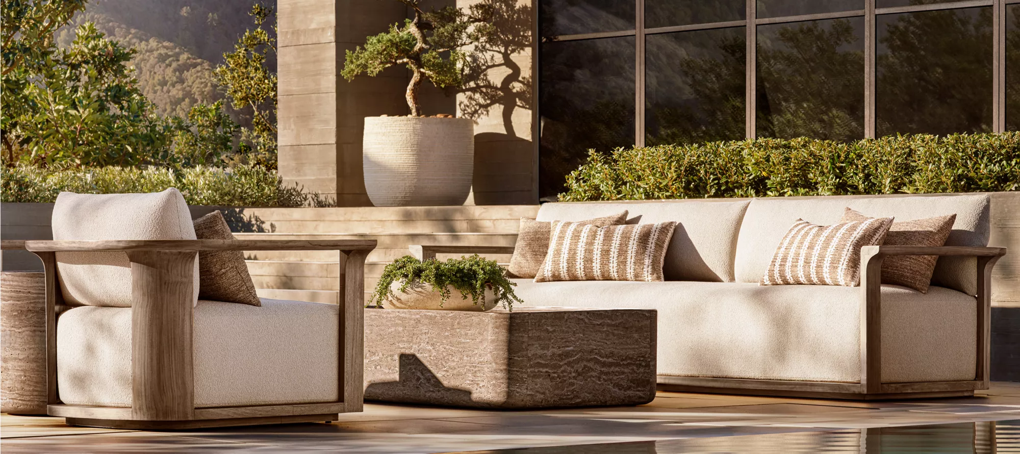 Set Sofa Outdoor Jati Solid Lagos Untuk Hotel & Taman